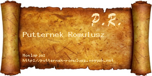 Putternek Romulusz névjegykártya